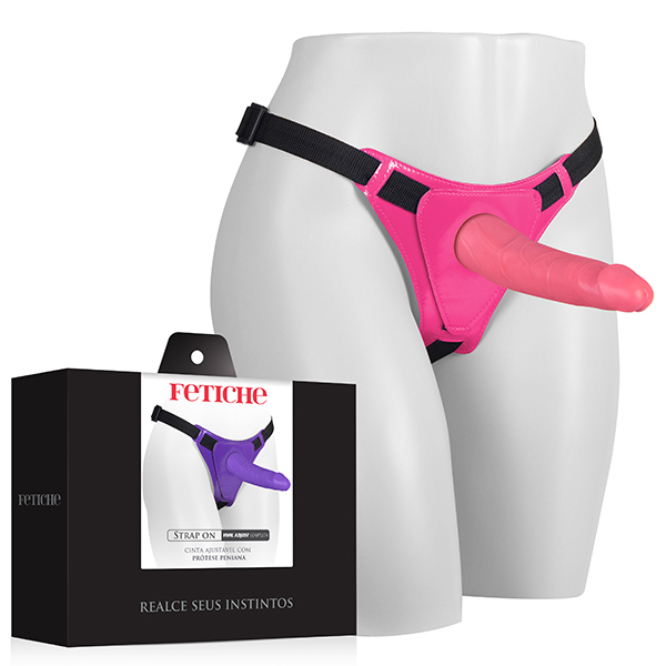 Cinta com Pênis Strap On Vinil Completa Rosa - Sex shop