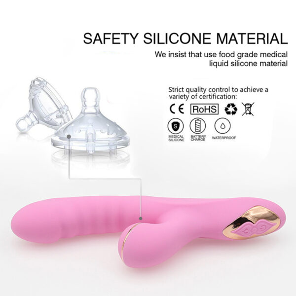 Vibrador Recarregável ao Estilo Rabbit em Silicone Cirúrgico com 7 Vibrações e estimulador de Clitóris - DIBE