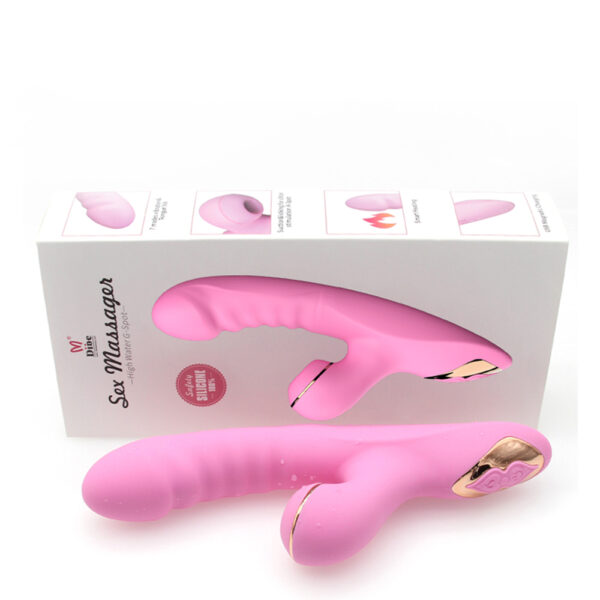 Vibrador Recarregável ao Estilo Rabbit em Silicone Cirúrgico com 7 Vibrações e estimulador de Clitóris - DIBE