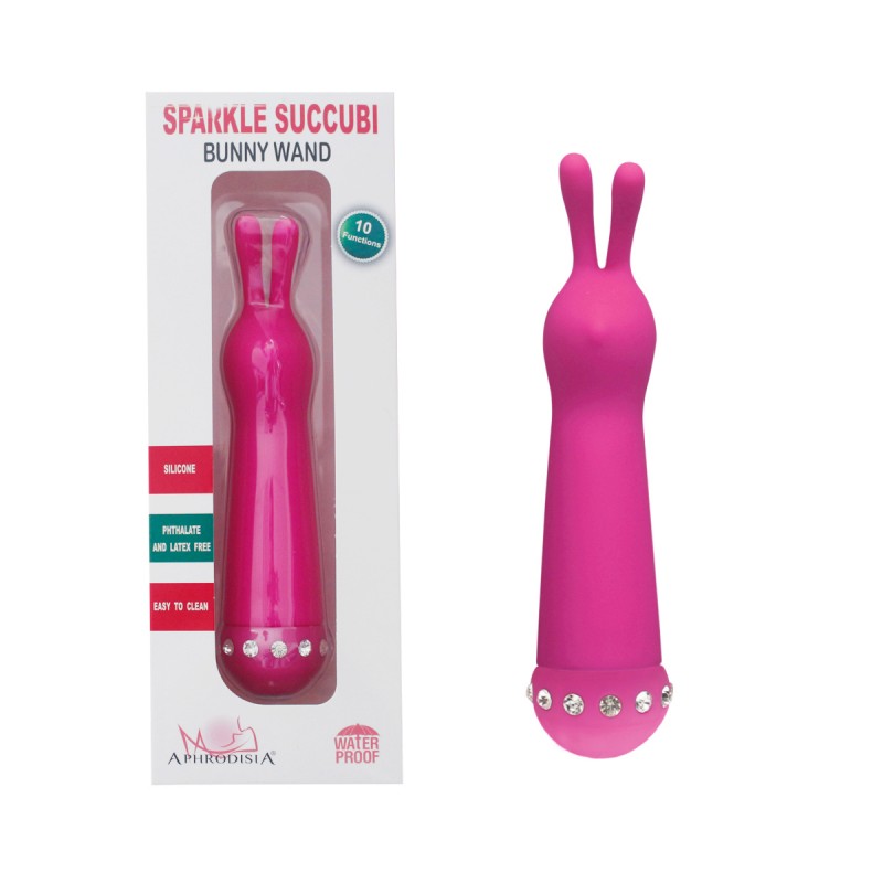 Estimulador Feminino em Formato de Coelho com 10 Modos de Vibração - APHRODISIA BUNNY WAND - Sexshop