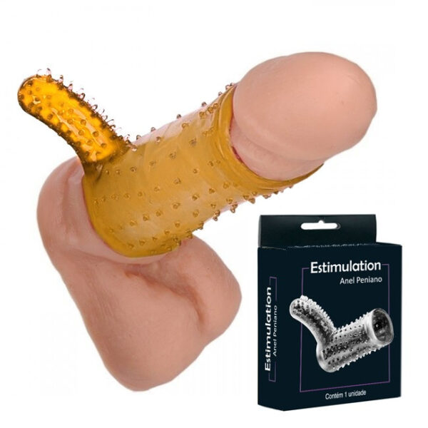 Meia capa peniana com estimulador clitoriano Amarela - Sexshop