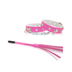 Kit Escrava Pink Chibata e Algema em couro - Sexshop