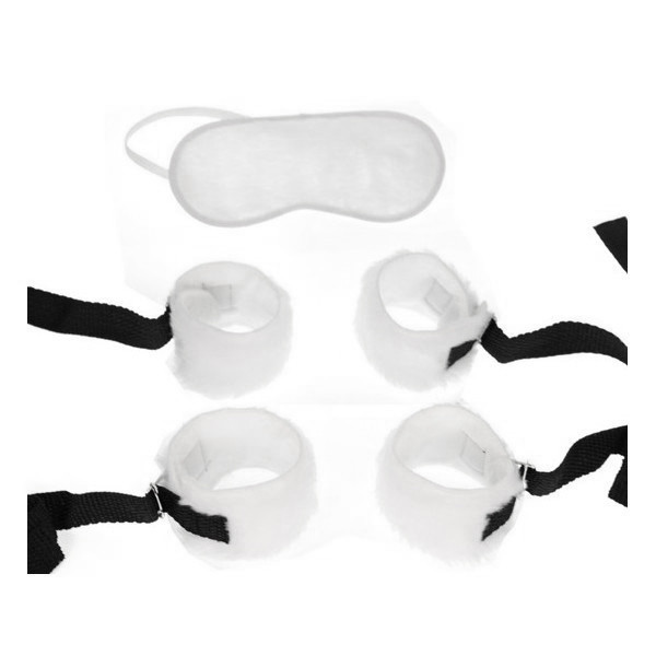 Kit para bondage feito de pelúcia Branco Ktoy - Sexshop