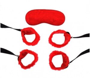 Kit para bondage feito de pelúcia Vermelha Ktoy - Sexshop
