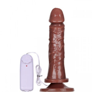 Pênis Realístico com vibrador e Ventosa Marrom 17,5x3,8cm - Sexshop