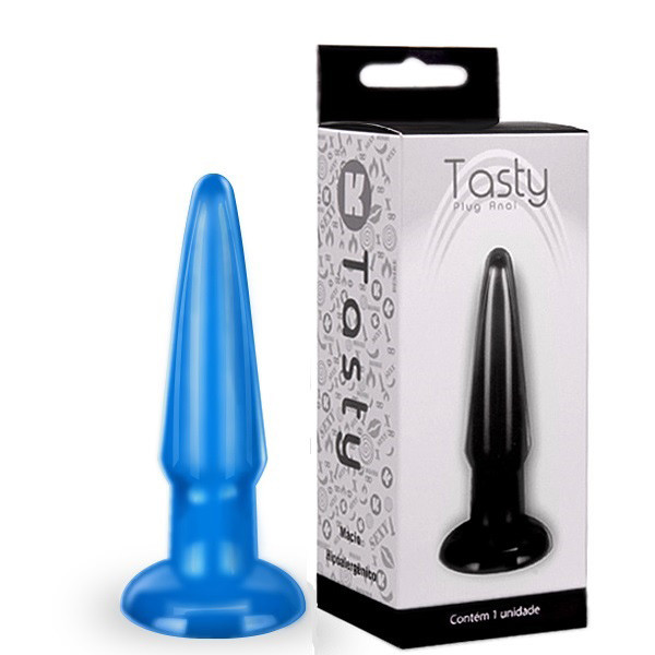 Plug anal torpedo Azul feito em silicone - Sexshop