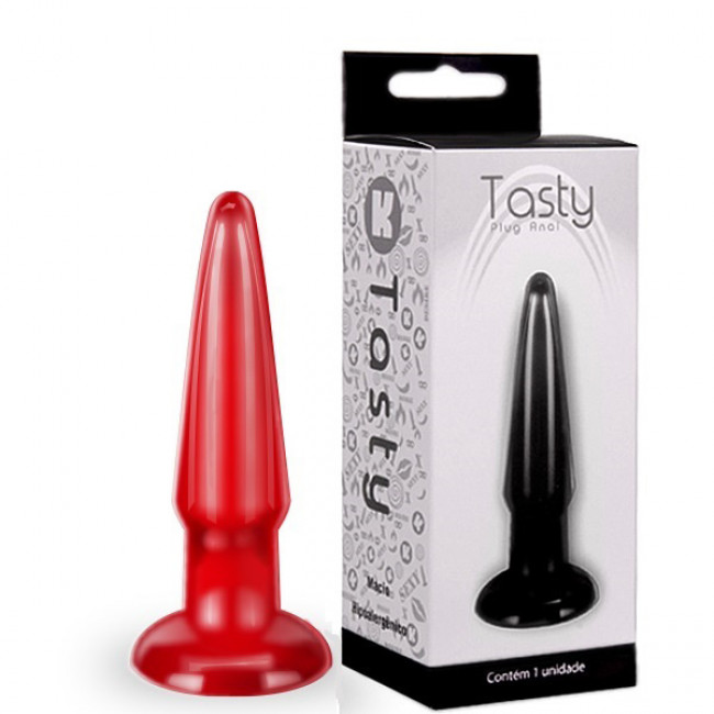 Plug anal torpedo Vermelho feito em silicone - Sexshop
