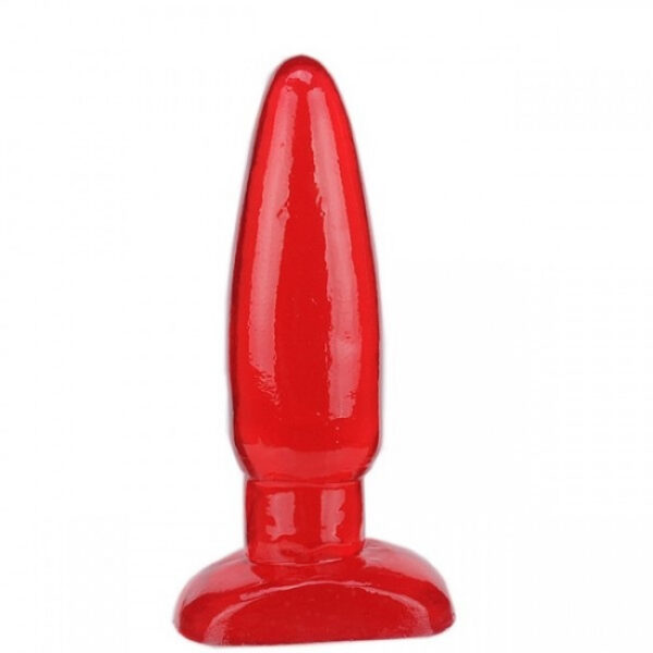 Plug anal torpedo feito em silicone Vermelho 15,5X4 CM - Sexshop