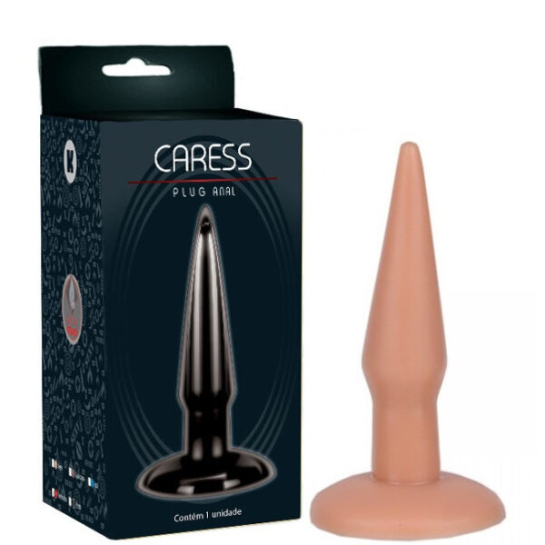 Plug anal bege torpedo feito em macio e flexível 12cm x 2,5 - Sex shop
