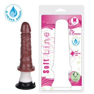 Pênis com Vibrador e Ventosa 17,5x3,8cm Marrom - Sex shop