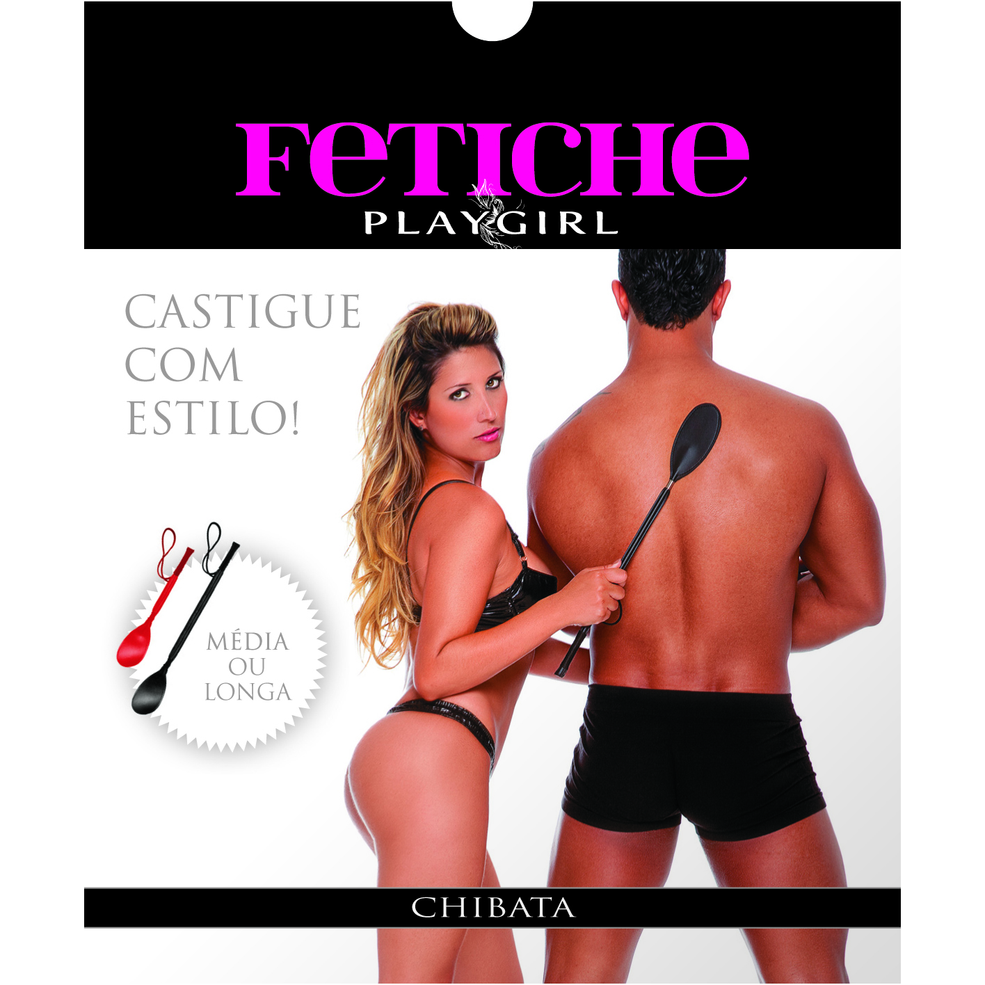 Chibata Sexy média 30cm preto - Sexshop