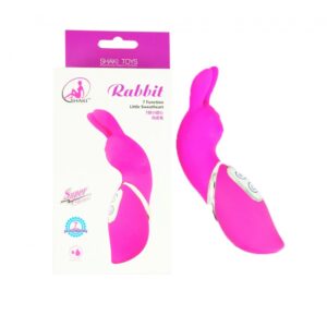 Massageador formato coelho com 7 vibrações em silicone - Sexshop