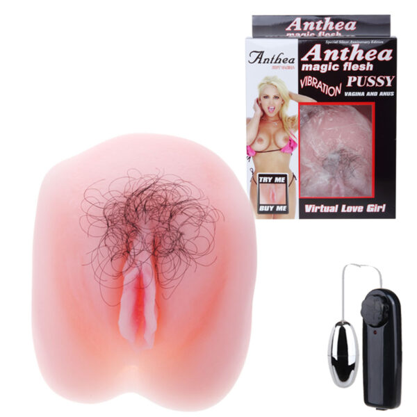 Masturbador vagina com pêlos e cápsula vibratória - Sexshop