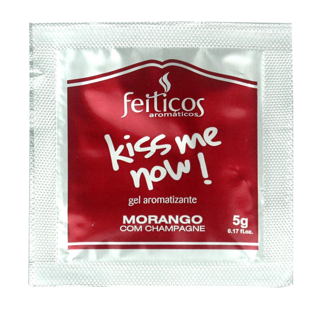 Sachê Gel Comestível HOT Kiss me Now 5gr Morango com Champanhe - Sexshop-0