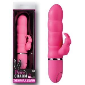 Vibrador silicone rosa com coelho, 10 velocidades e luz de Led - FAERIE CHARM - NANMA - Sexshop