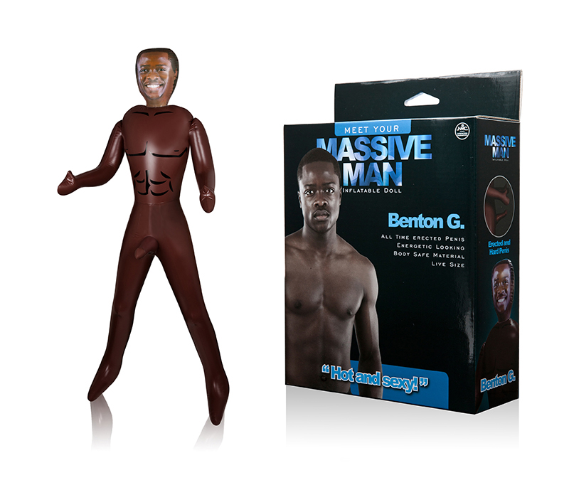 Boneco Inflável, BENTON G. NEGRO 154cm de Altura - Sexshop