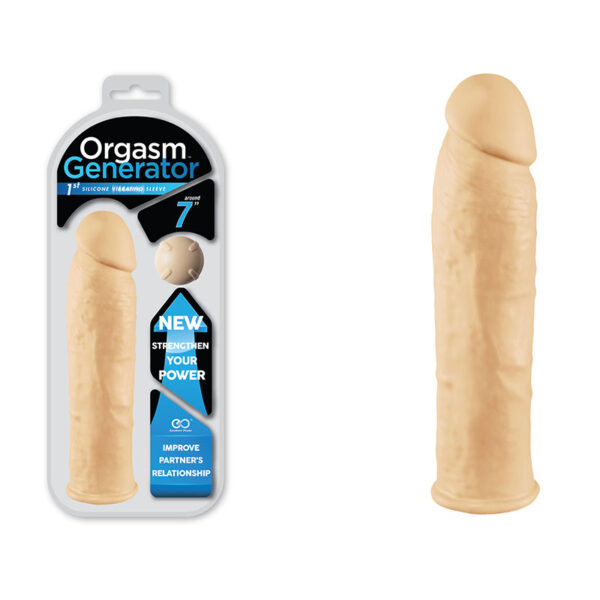 Capa Peniana Vibratória Bege em Silicone 17,5 cm - Orgasm Generator - Nanma - Sex shop