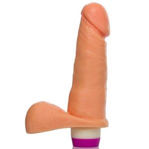 Pênis Realistico 6 com Escroto e Vibrador Pele - Sex shop