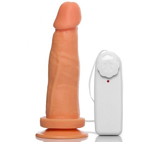 Pênis Realistico 8 com Ventosa e Vibrador Pele - Sexshop