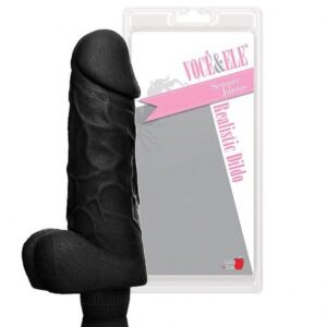 Pênis Realistico Chefão com Escroto e Vibrador Preto - Sex shop