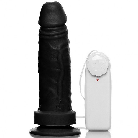 Pênis Realistico 6 com Ventosa e Vibrador Modelo A Preto - Sexshop