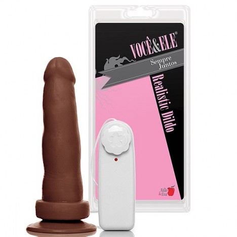 Pênis Realístico 6 com Ventosa e Vibrador Modelo B Marrom - Sexshop-0