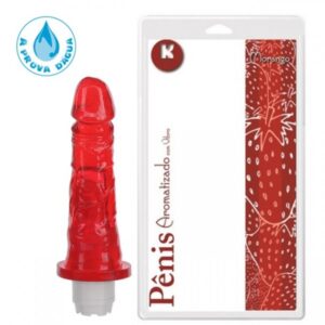 Pênis Realístico Aromatizado Morango 17,5x3,8 - Sexy shop