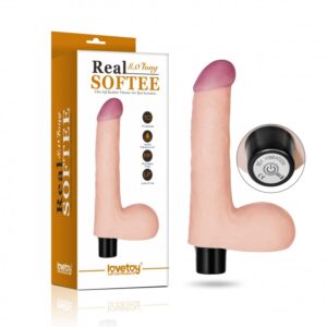 Pênis realístico com escroto e 10 vibrações impulse - REAL SOFTEE - Sexshop