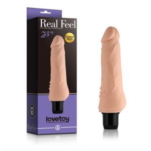 Pênis realístico com saliências massageadoras e vibração - LOVE TOY REAL FEEL 4 - Sexshop
