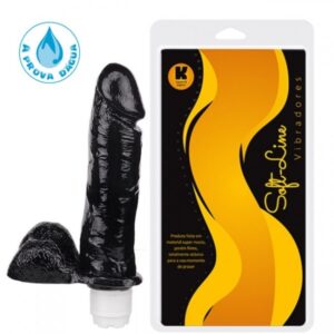 Pênis Realístico com vibrador 18,5X4,5 CM preto - Sexshop