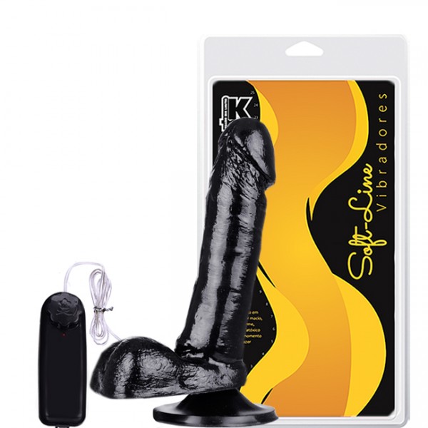 Pênis Realístico com vibrador e ventosa 17,5x3,8 Preto - Sexyshop