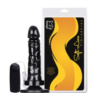 Pênis Realístico com vibrador e Ventosa Preto 17,5x3,8cm - Sexshop