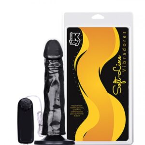 Pênis Realístico com vibrador e Ventosa Preto 18x4cm - Sexshop