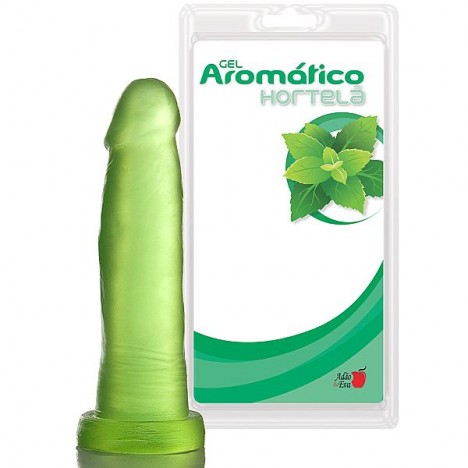 Pênis Realístico Prótese Gel Aroma Hortelã - 14,5x4 cm em gel - Sexshop