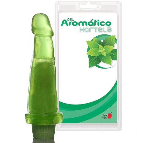 PÊNIS REALÍSTICO PRÓTESE GEL AROMA HORTELÃ - 16X4 CM COM VIBRADOR - SEXSHOP
