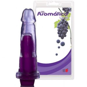Pênis Realístico Prótese Gel Aroma Uva - 16x4 cm com vibrador - Sexshop