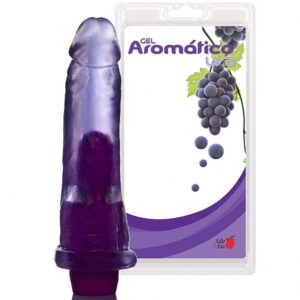 PÊNIS REALÍSTICO PRÓTESE GEL AROMA UVA - 18,5X4,5 CM COM VIBRADOR - SEXSHOP