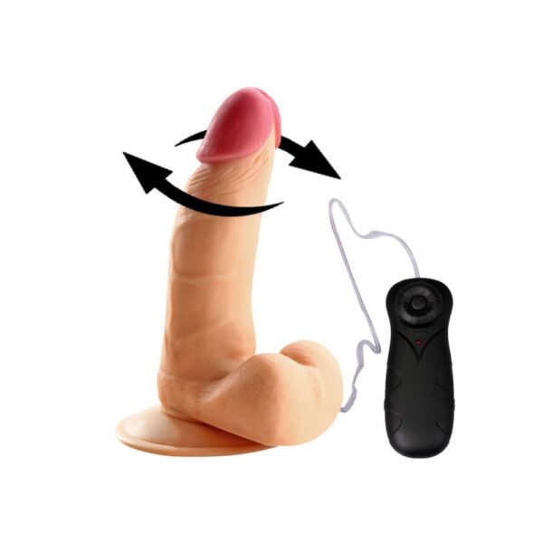 Pênis rotativo com escroto e função auto aquecimento - Sexshop-0