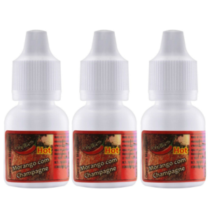 Kit 03 Gotas do Prazer Aromática Morango com Champanhe 8ml Chillies - Sexshop