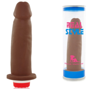 Pênis Real Peter Style Marrom 16 cm Com Vibrador - Sex Shop