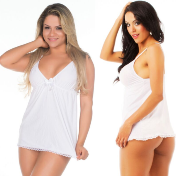 Camisola Dantele Fechada Branca Pimenta Sexy - Sexshop