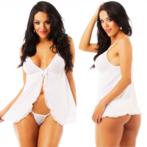 Camisola Dantele Aberta Branca Pimenta Sexy - Camisola Sexy