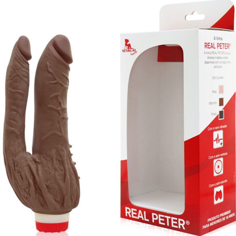 Pênis Real Peter vibrador Duplo Internacional Marrom - Sex Shop