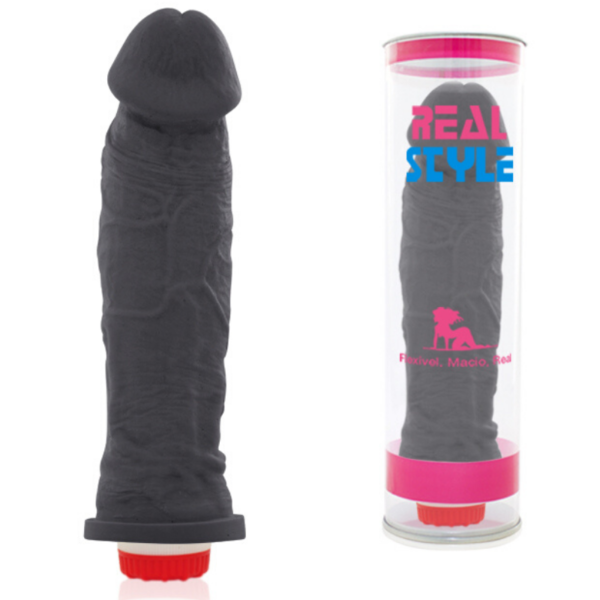 Pênis REAL PETER Charmoso Style Preto com Vibrador Preto 20x5cm - Sex shop