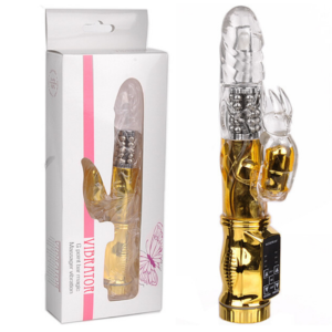 Vibrador Rotativo Dourado Estimulador clitoriano Coelho