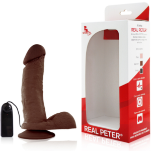 Pênis Real Peter com vibrador e ventosa ideal - Marrom - Sexshop