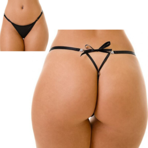 Tanga Ousada - Micro Fibra, bijuteria e pérola nas laterais - Sexshop-0