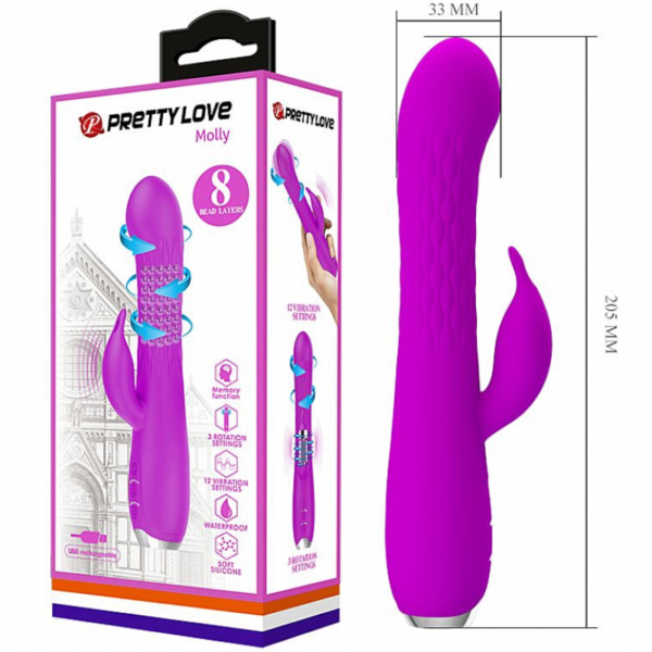 Vibrador Rotativo com dupla estimulação Molly - Pretty Love