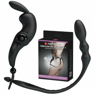 Anel peniano com plug anal Vibration Penis Sleeve V - Pretty Love