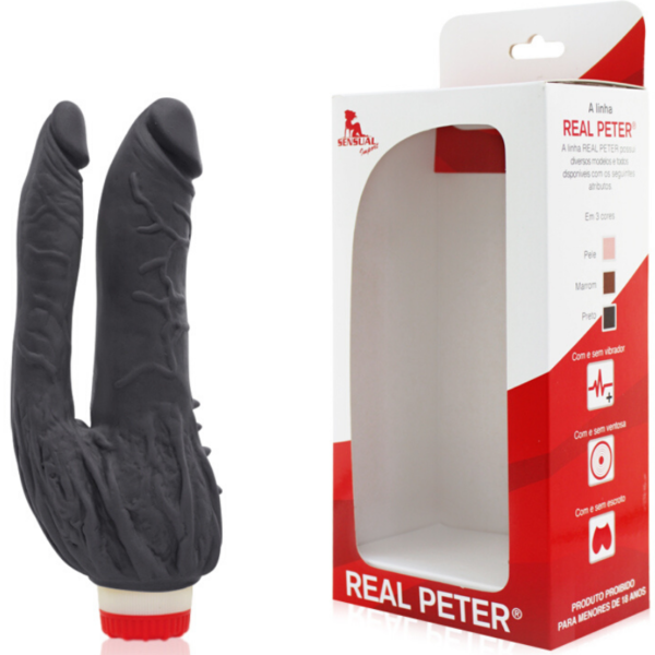 Pênis Real Peter vibrador Duplo Internacional Preto - Sex Shop